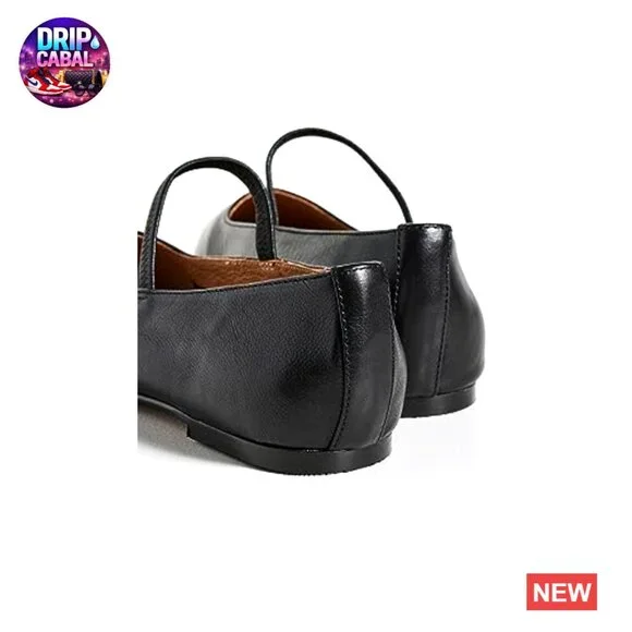 Leather Ballet Flats with Elastic Strap and Padded Footbed - Picture 4 of 6